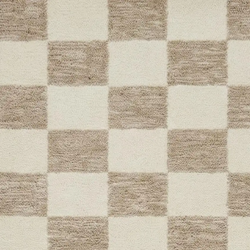 8' Beige And Brown Checkered Area Rug Photo 2
