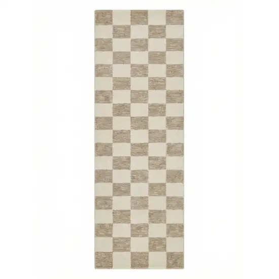 8' Beige And Brown Checkered Area Rug Photo 1