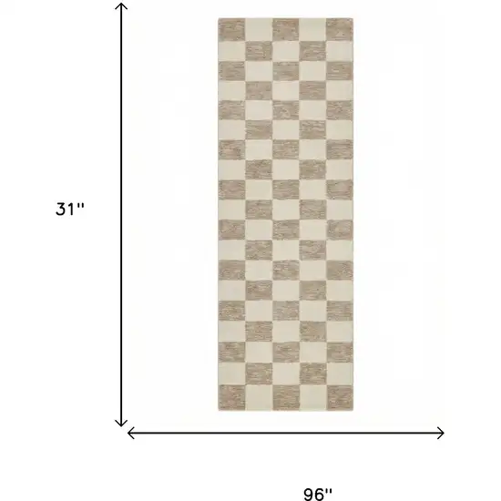 8' Beige And Brown Checkered Area Rug Photo 9
