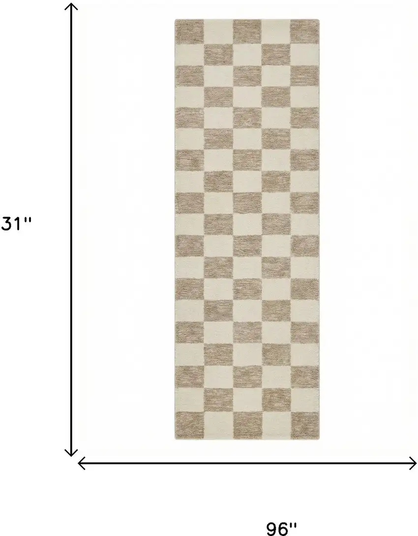 8' Beige And Brown Checkered Area Rug Photo 9