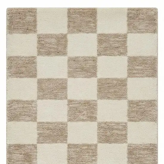 8' Beige And Brown Checkered Area Rug Photo 3