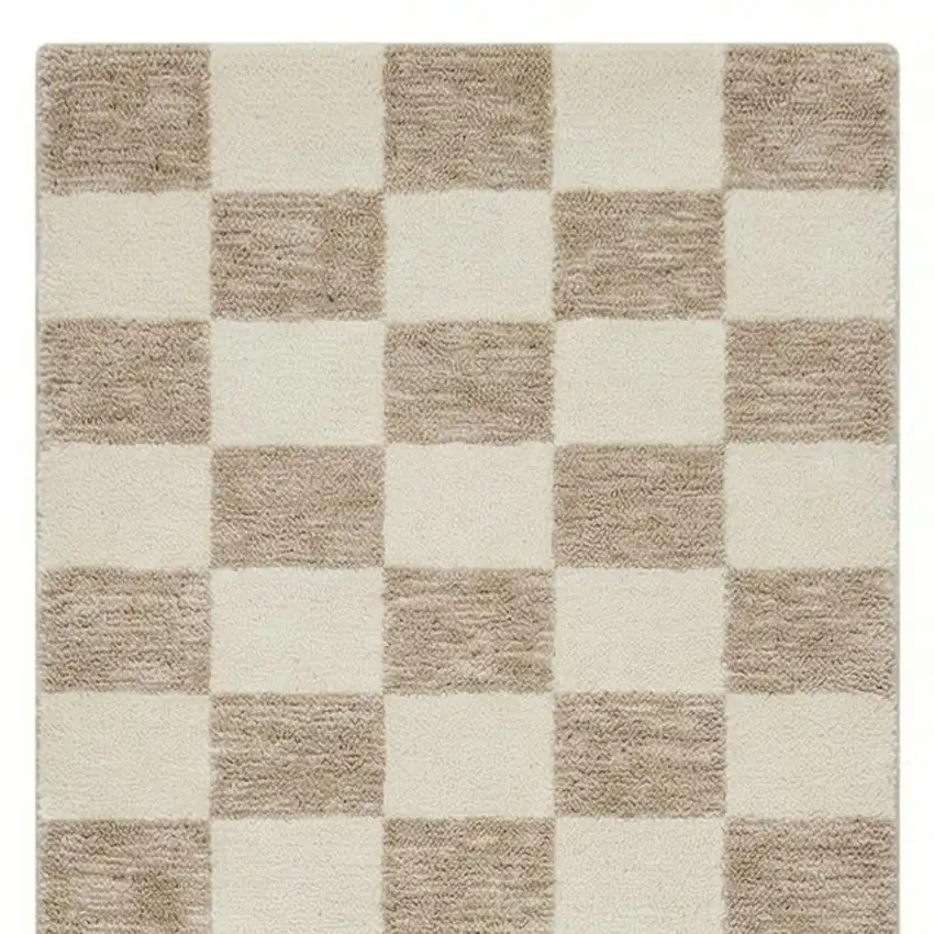 8' Beige And Brown Checkered Area Rug Photo 3