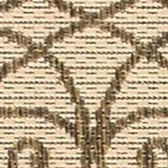 8' Beige And Brown Geometric Indoor Outdoor Runner Rug Photo 2
