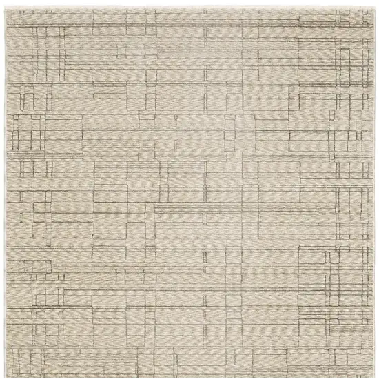 8' Beige And Brown Geometric Runner Rug With Fringe Photo 5