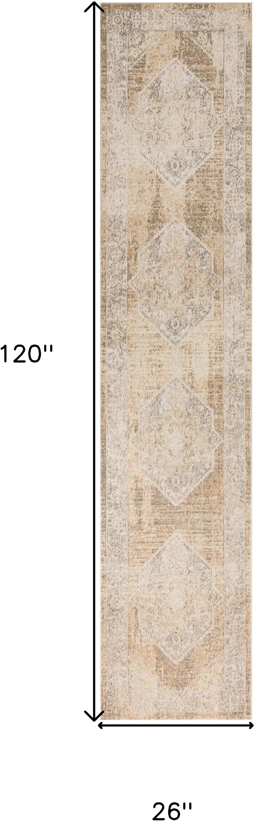 10' Beige And Brown Geometric Runner Rug Photo 3
