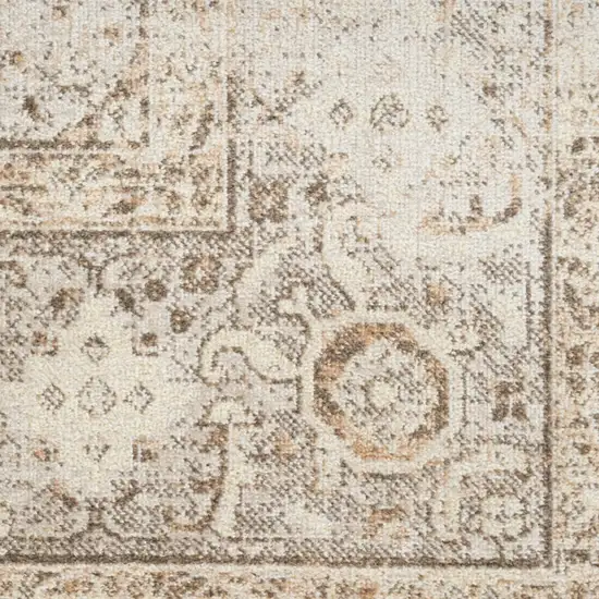 10' Beige And Brown Geometric Runner Rug Photo 9