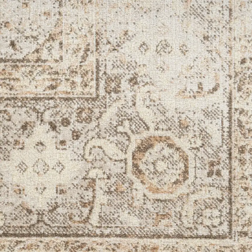 10' Beige And Brown Geometric Runner Rug Photo 9