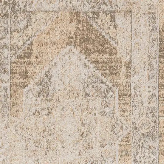 10' Beige And Brown Geometric Runner Rug Photo 3