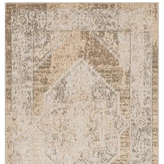 10' Beige And Brown Geometric Runner Rug Photo 4