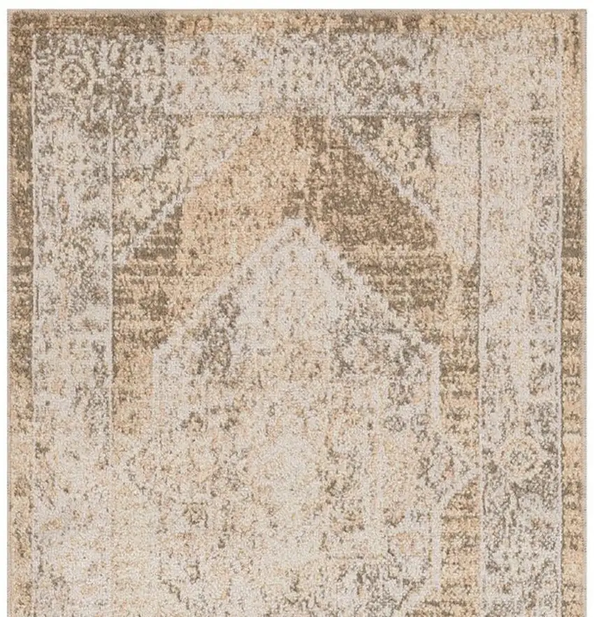 10' Beige And Brown Geometric Runner Rug Photo 4