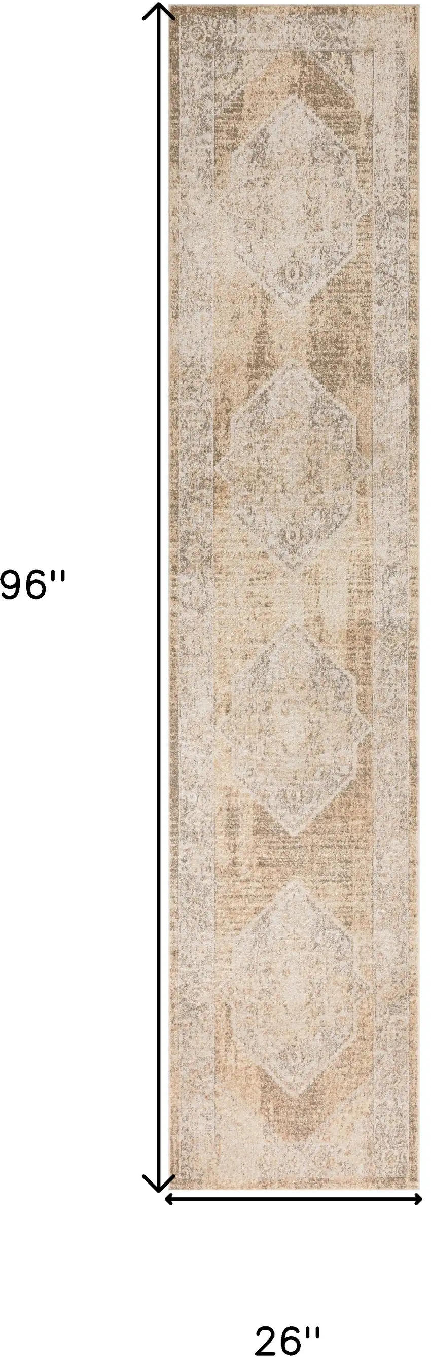 8' Beige And Brown Geometric Runner Rug Photo 3