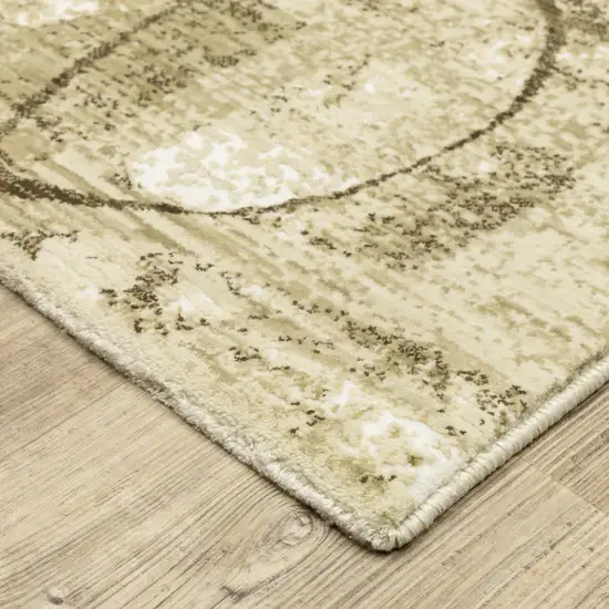 8' Beige And Brown Geometric Runner Rug Photo 9