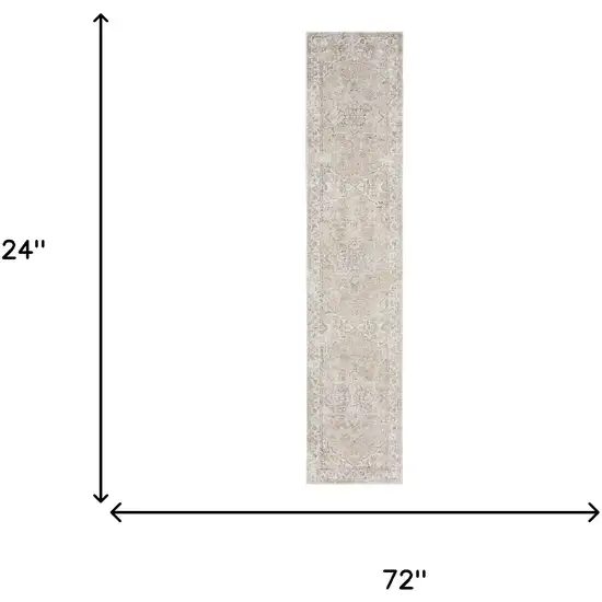 6' Beige And Brown Oriental Runner Rug Photo 3