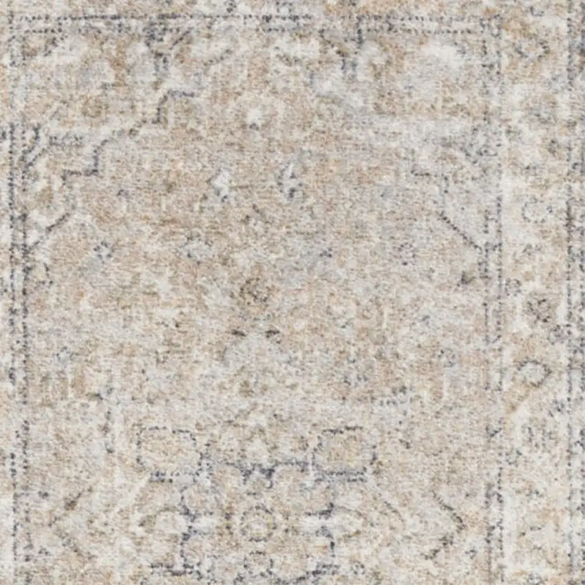6' Beige And Brown Oriental Runner Rug Photo 5