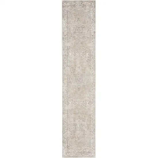 6' Beige And Brown Oriental Runner Rug Photo 2
