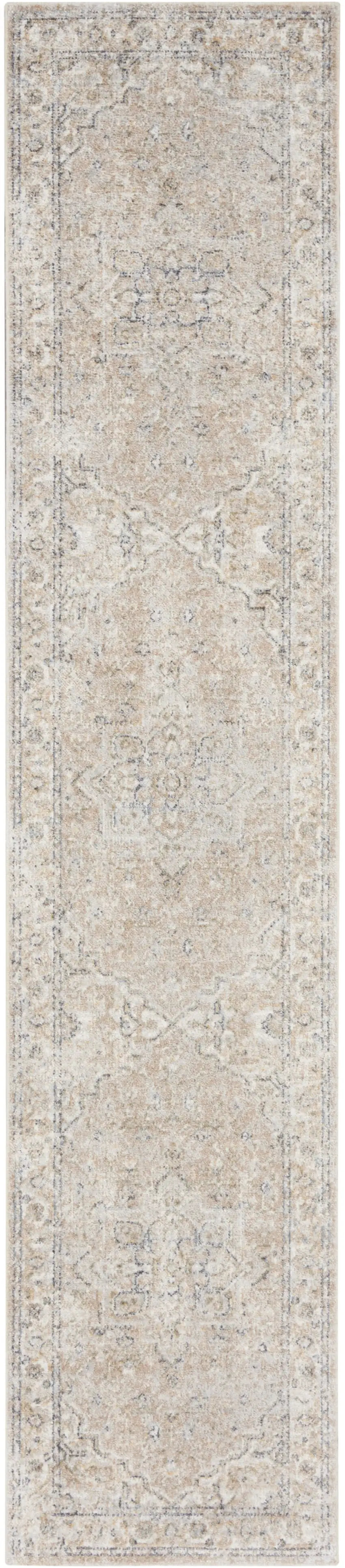6' Beige And Brown Oriental Runner Rug Photo 2