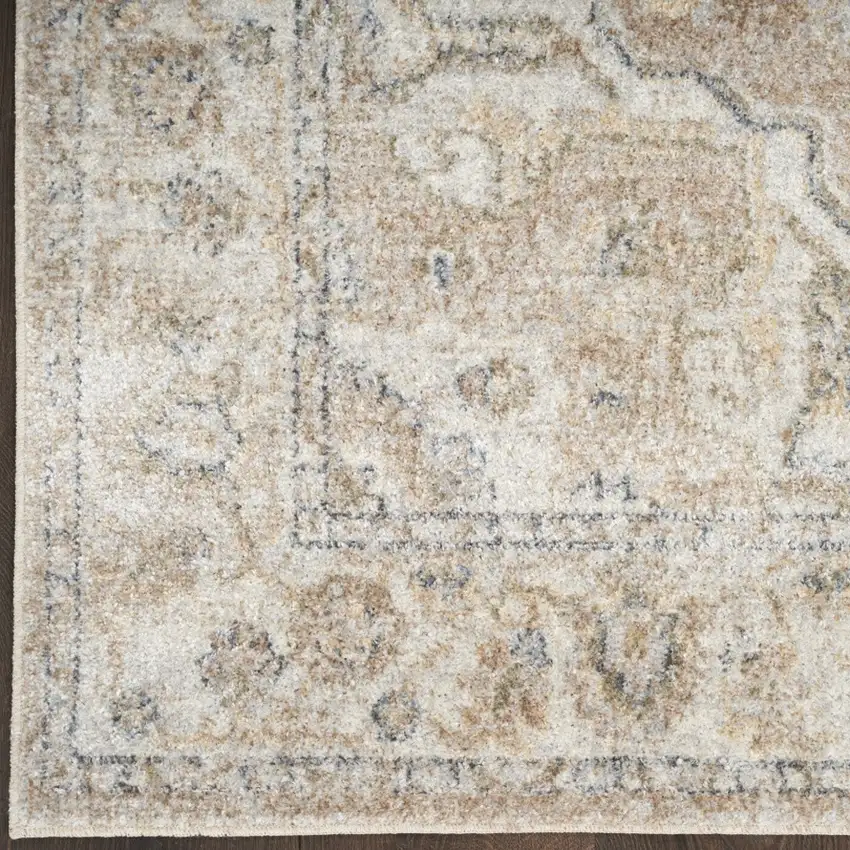 6' Beige And Brown Oriental Runner Rug Photo 8