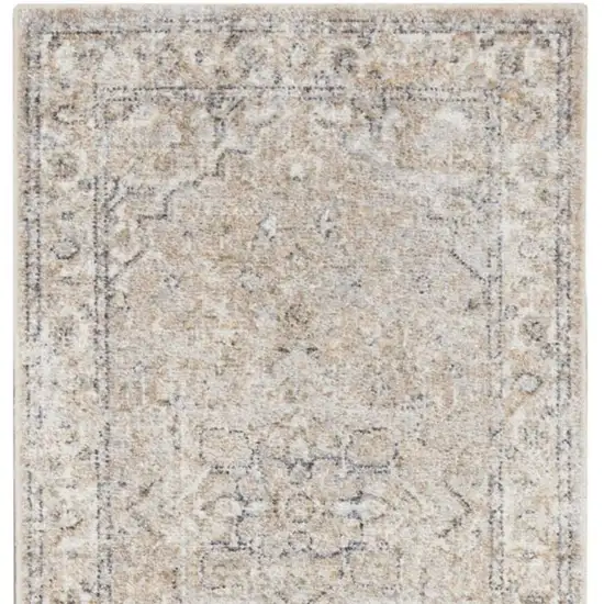 6' Beige And Brown Oriental Runner Rug Photo 4