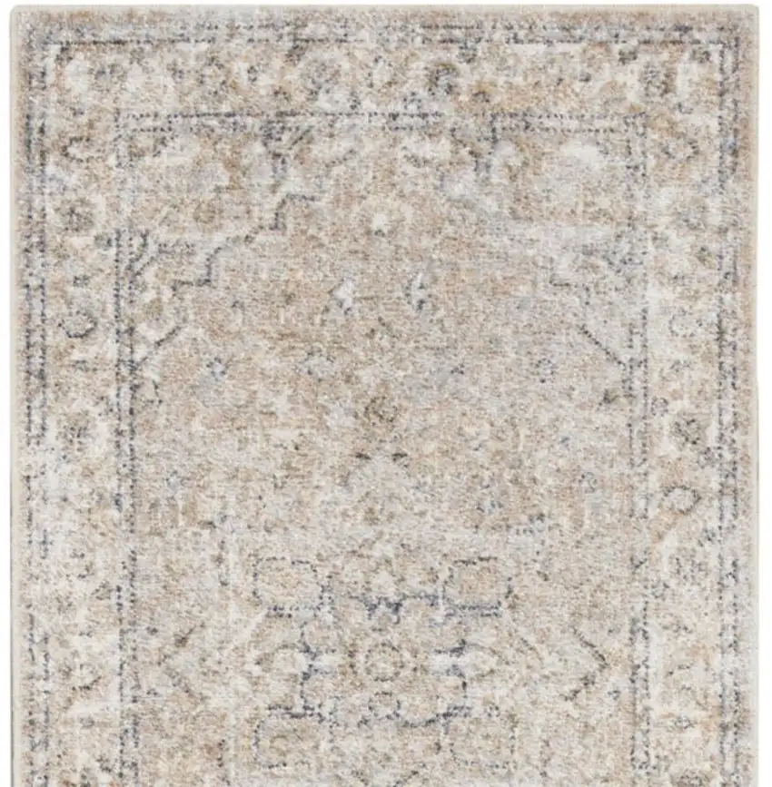 6' Beige And Brown Oriental Runner Rug Photo 4