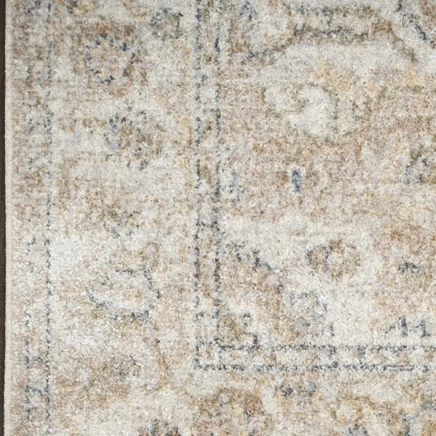 6' Beige And Brown Oriental Runner Rug Photo 9