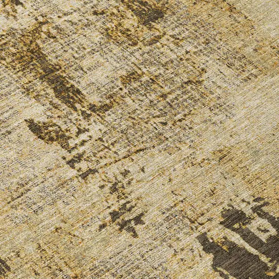 8' Beige And Brown Round Abstract Washable Indoor Outdoor Area Rug Photo 8