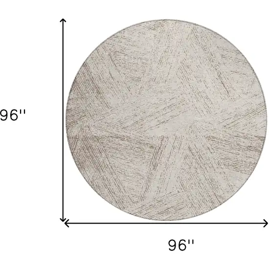 8' Beige And Brown Round Abstract Washable Indoor Outdoor Area Rug Photo 5