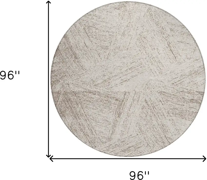 8' Beige And Brown Round Abstract Washable Indoor Outdoor Area Rug Photo 5