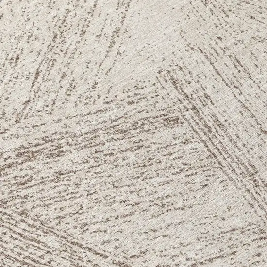 8' Beige And Brown Round Abstract Washable Indoor Outdoor Area Rug Photo 6