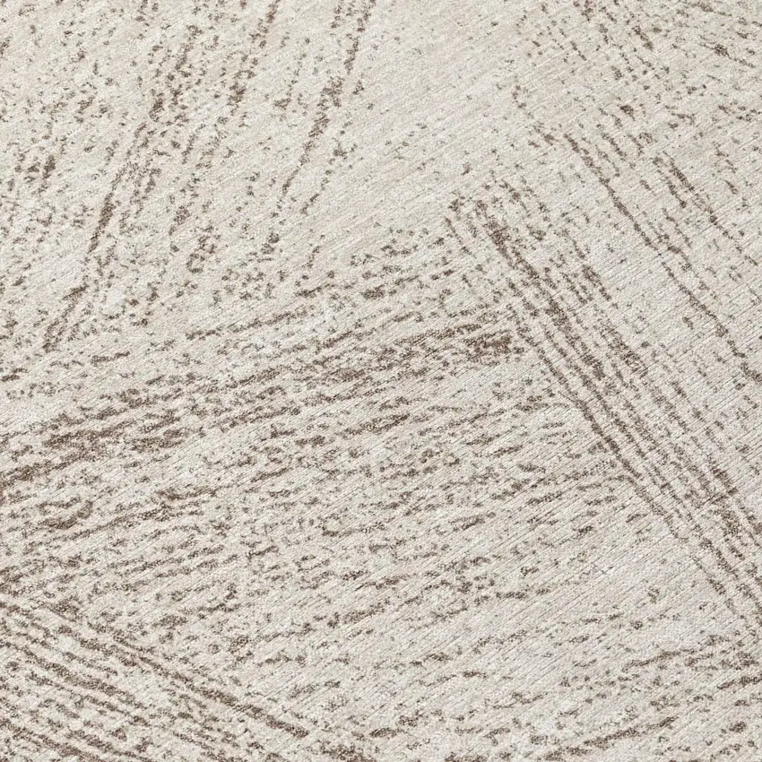 8' Beige And Brown Round Abstract Washable Indoor Outdoor Area Rug Photo 6