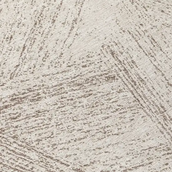 8' Beige And Brown Round Abstract Washable Indoor Outdoor Area Rug Photo 8