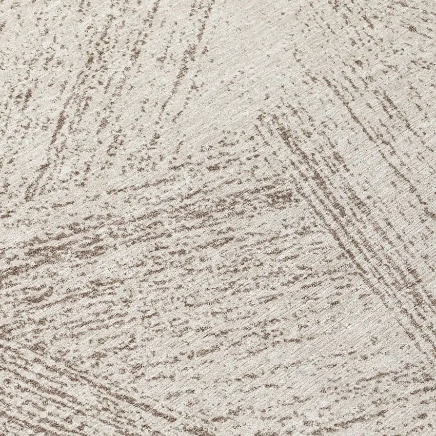 8' Beige And Brown Round Abstract Washable Indoor Outdoor Area Rug Photo 8