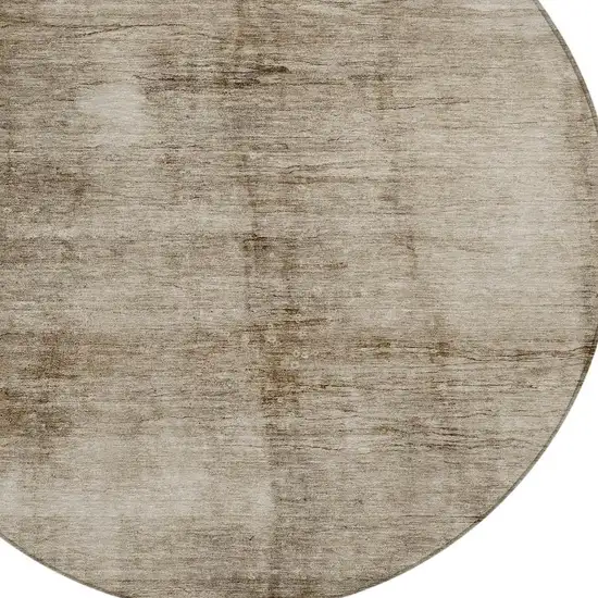 8' Beige And Brown Round Abstract Washable Indoor Outdoor Area Rug Photo 4