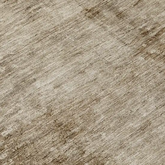 8' Beige And Brown Round Abstract Washable Indoor Outdoor Area Rug Photo 8
