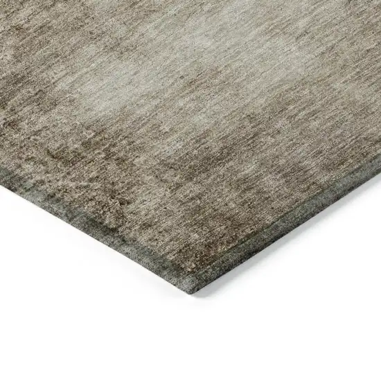 8' Beige And Brown Round Abstract Washable Indoor Outdoor Area Rug Photo 6