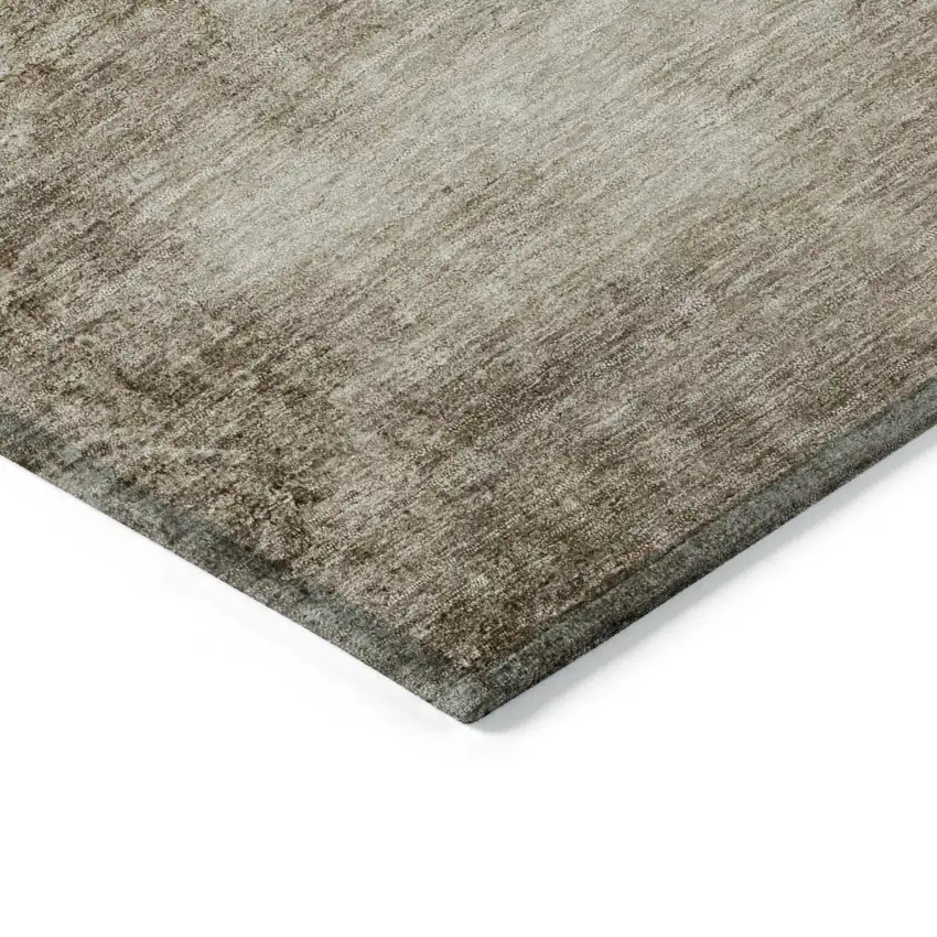 8' Beige And Brown Round Abstract Washable Indoor Outdoor Area Rug Photo 6