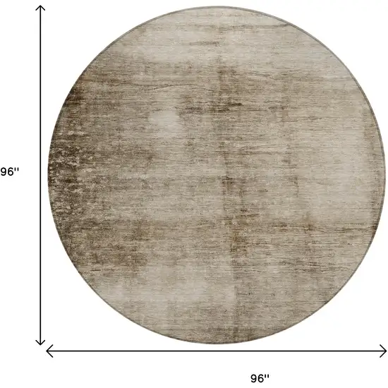 8' Beige And Brown Round Abstract Washable Indoor Outdoor Area Rug Photo 9