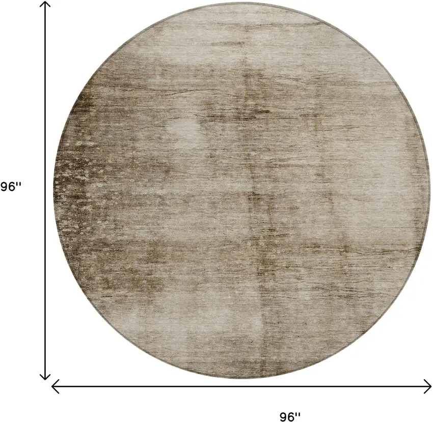 8' Beige And Brown Round Abstract Washable Indoor Outdoor Area Rug Photo 9