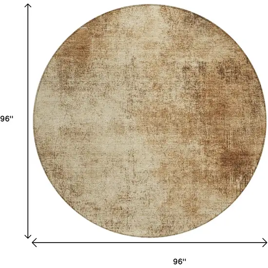 8' Beige And Brown Round Abstract Washable Indoor Outdoor Area Rug Photo 9