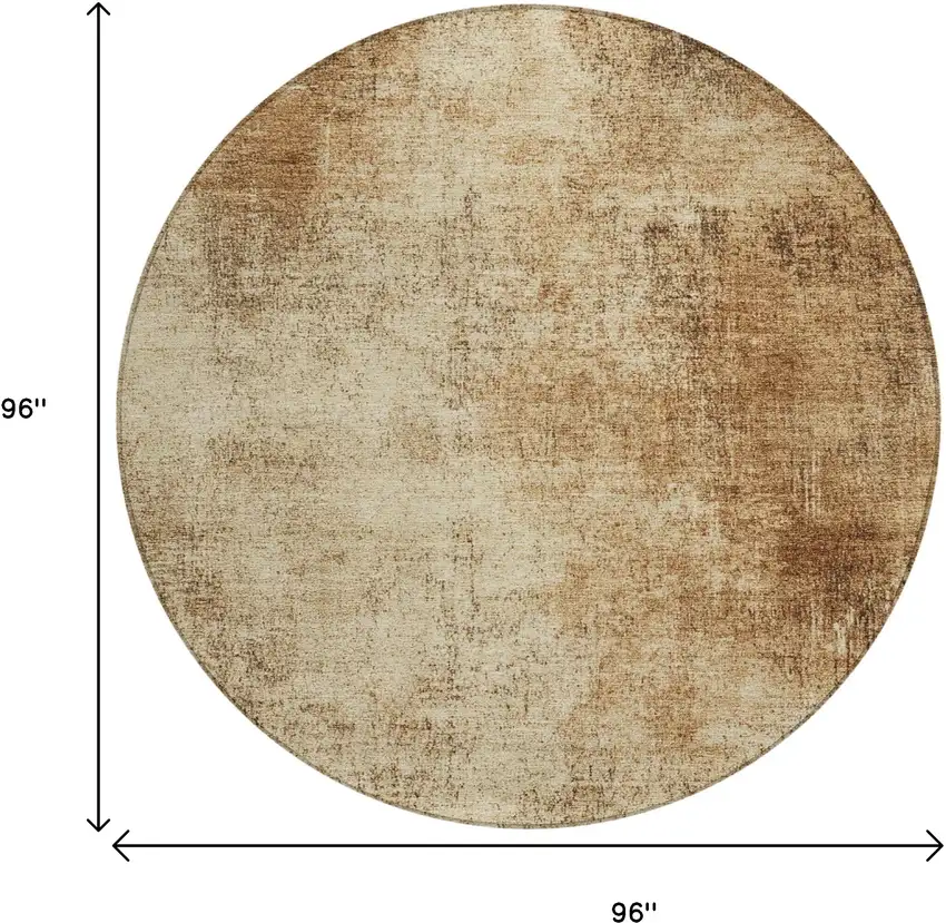 8' Beige And Brown Round Abstract Washable Indoor Outdoor Area Rug Photo 9