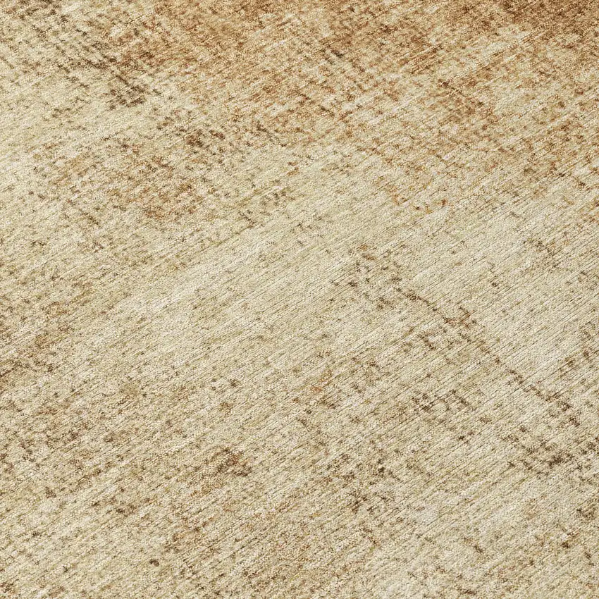 8' Beige And Brown Round Abstract Washable Indoor Outdoor Area Rug Photo 8