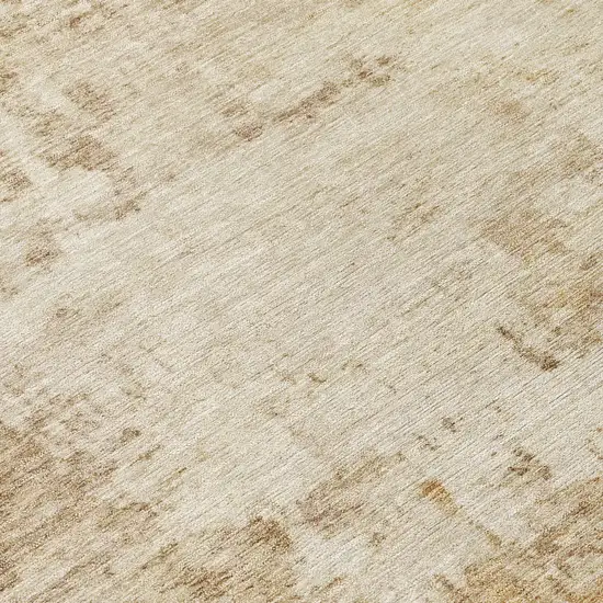 8' Beige And Brown Round Abstract Washable Indoor Outdoor Area Rug Photo 9