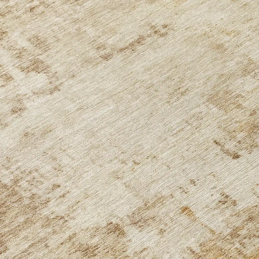 8' Beige And Brown Round Abstract Washable Indoor Outdoor Area Rug Photo 9