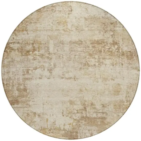 8' Beige And Brown Round Abstract Washable Indoor Outdoor Area Rug Photo 3