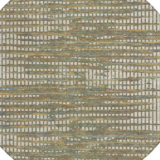 8' Beige And Brown Round Abstract Washable Indoor Outdoor Area Rug Photo 2