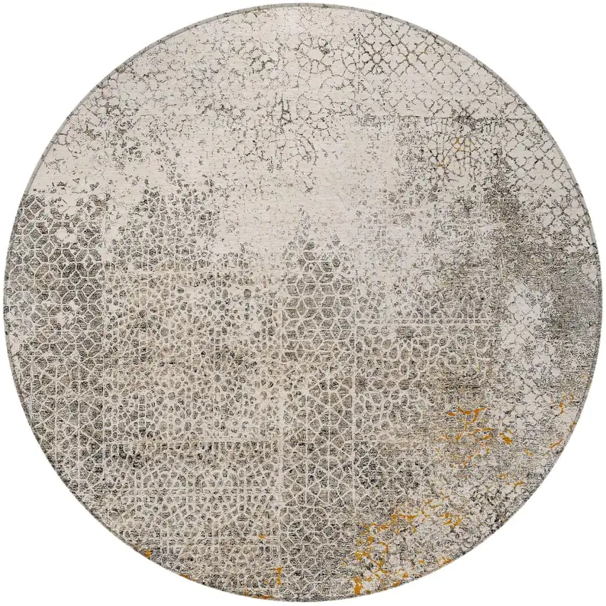 8' Beige And Brown Round Abstract Washable Indoor Outdoor Area Rug Photo 4