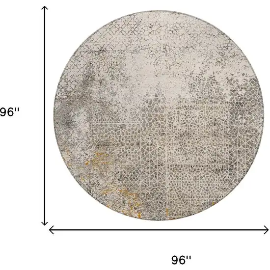 8' Beige And Brown Round Abstract Washable Indoor Outdoor Area Rug Photo 7
