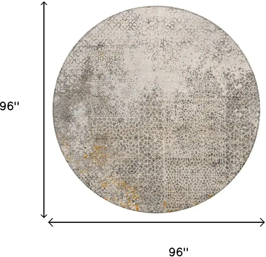 8' Beige And Brown Round Abstract Washable Indoor Outdoor Area Rug Photo 7