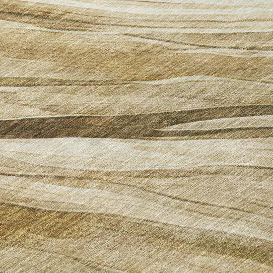 8' Beige And Brown Round Abstract Washable Indoor Outdoor Area Rug Photo 5