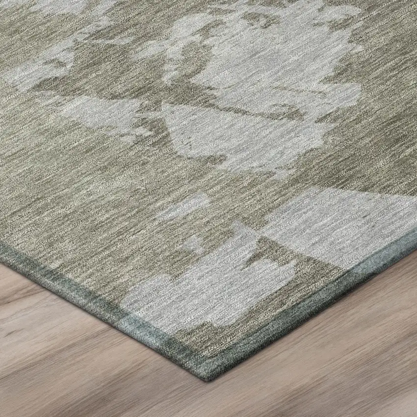 8' Beige And Brown Round Abstract Washable Indoor Outdoor Area Rug Photo 4