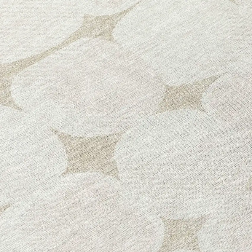 8' Beige And Brown Round Abstract Washable Indoor Outdoor Area Rug Photo 8